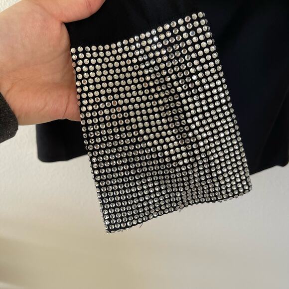Ronny Kobo Sandra Black Rhinestone Sleeve Drape Blouse (S) - Picture 5 of 9